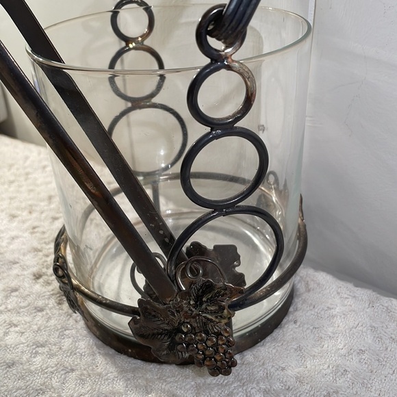 VINTAGE Ice Bucket Studio Silversmith Grape Glass & Silverplate - Picture 3 of 9